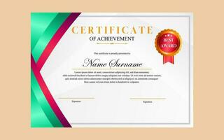 modern simple certificate design a4 luxury certificate green gold color vector