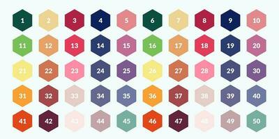 numbers one through fifty with colorful bubbles vector