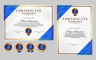 certificate design simple modern a4 luxury certificate blue gold color vector