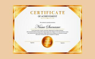 certificate design simple modern a4 luxury certificate gold color vector