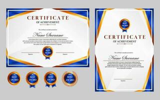 certificate design simple modern a4 luxury certificate blue gold color vector