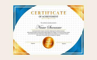 certificate design simple modern a4 luxury certificate blue gold color vector