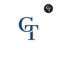 lujo moderno serif letra gt monograma logo diseño vector