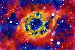 Celestial Watercolor Exploring Space and Galaxies photo