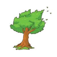 wind blowing tree vector illustration