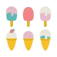 Set with ice cream. Good for cards, stickers, prints etc. Vector illustration in cartoon style. White background.