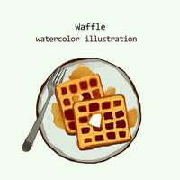 watercolor waffle food watercolor illustration vector