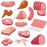 set of the element  various meat food collection vector