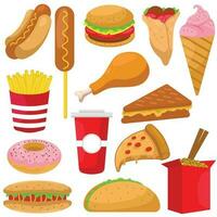set of the element Fast food collection vector