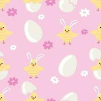 Seamless pattern with Easter chicks vector