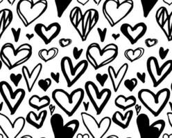 Hand drawn doodle hearts seamless pattern vector