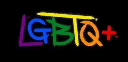 LGBTQ abbreviation. Urban street graffiti style with splash effects and drops in red on white background vector