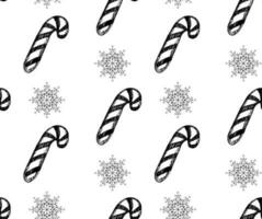 Candy stick and snowflake for Christmas vector seamless pattern