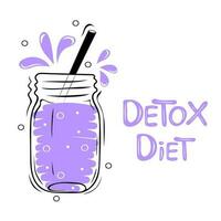 Detox smoothie in the glass jar. Healthy food poster. Detox diet concept vector