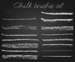 Set of vector chalk art brushes. Chalk textures of different shapes