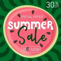 Summer sale banner with watermelon background for store marketing promotion vector