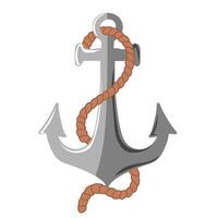 Hand drawn anchor with rope. Mooring vessel to sea bottom vector