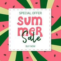 Summer sale banner with watermelon swirl background for store marketing promotion vector