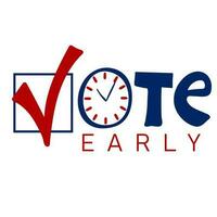 Vote early text with check mark symbol inside vector