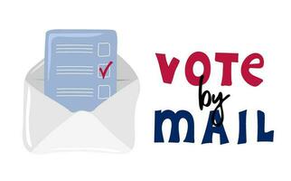 Vote by mail. Hand written text  and envelope with  checklist vector