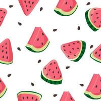 Seamless pattern with watermelon slices and brown seeds vector