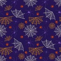 Halloween seamless pattern with spiders and spider webs vector