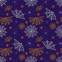 Halloween seamless pattern with spiders and spider webs vector