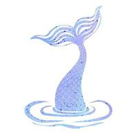 Mermaid tail in water. Watercolor fish tail. Concept of sea and ocean life vector
