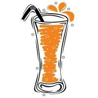 Glass with fresh juice. Summer drink vector