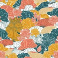 seamless elegant pattern with decorative tulips and lotus for your design vector