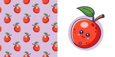 mano dibujado rojo manzana en garabatear estilo para diseño bebé ropa. tarjeta postal con manzana y sin costura modelo. dibujos animados bohemio guardería impresión. niños diseño textura para pijama. vector ilustración.