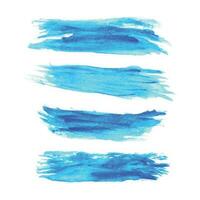 Hand draws ink brush stroke collection, Watercolor blue vector brush strokes, Grunge blue design elements paintbrush