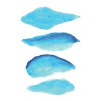 Set of blue watercolor leaves, Hand brush stroke, Set of spring leaves watercolor, Leaves vector illustration