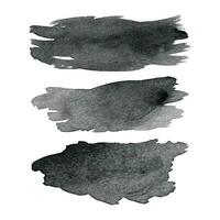 Vector black ink watercolor brush texture set, Black vector ink brush stroke collection, Abstract brush elements design