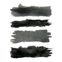 Vector black ink watercolor brush texture set, Black vector ink brush stroke collection, Abstract brush elements design