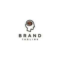 Coffee Bean Shaped Brain Icon Inside Human Head Logo Design. Head Icon Filled With Coffee Beans Logo Design. vector