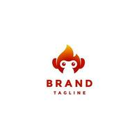 Simple Red Fire Monkey Logo Design. Fun Fire Monkey Head Mascot Design. vector