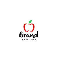 Creative Apple Dental Logo Design. Tooth Icon In The Shape Of A Red Apple Logo Design. vector