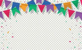 vistoso contento cumpleaños frontera marco con papel picado vector