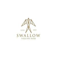 Swallow line art illustration logo on white background vector