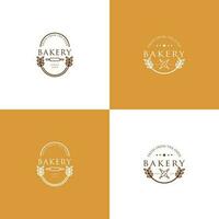 Set of bakery logo designs. Linear graph. Bread and cake factory. Bakery. Vector illustration.