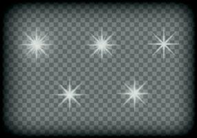 White glowing light explodes on a transparent background. Sparkling magical dust particles. Bright Star. Transparent shining sun, bright flash. Vector sparkles. To center a bright flash.