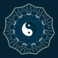 Yin Yang symbol of harmony and balance icon isolated on blue background. vector design