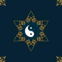 Yin Yang symbol of harmony and balance icon isolated on blue background. vector design