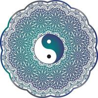 resumen mandala vector antecedentes con floral patrones, con yin y yang símbolo. circular modelo en formar de mandala para alheña, mehndi, tatuaje, decoración. decorativo ornamento en oriental estilo.