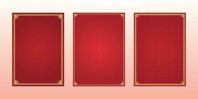 Chinese Background Red Gold Frame Color vector