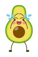 Avocado cartoon character mascot design of illustration. Cute avocado cartoon sticker. Avocado emoticon. vector