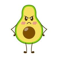 Avocado cartoon character mascot design of illustration. Cute avocado cartoon sticker. Avocado emoticon. vector