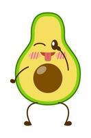 Avocado cartoon character mascot design of illustration. Cute avocado cartoon sticker. Avocado emoticon. vector