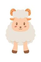 linda oveja mascota dibujos animados ilustración. linda animal personaje para guardería, mascota, eid al-adha elemento diseño vector